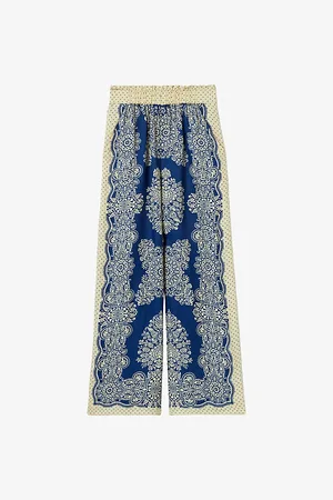 Claudie Pierlot Womens Wide-Leg Fluid Print Woven Trousers 6