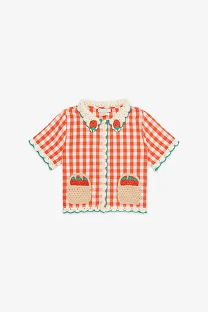 Stella McCartney Gingham Crochet-Trim Cotton Shirt 4-14 Years 14 Years
