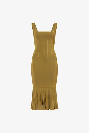 GALVAN Womens Atalanta Shoulder-Straps Knitted Midi Dress M