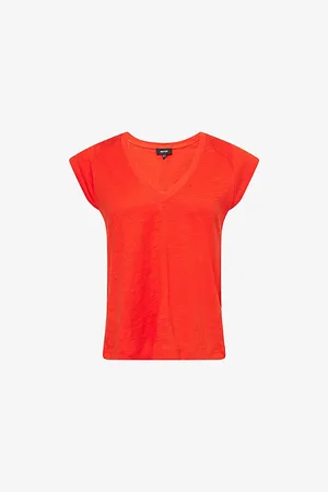 ME AND EM Womens Cap-Sleeves V-Neck Cotton-Jersey T-Shirt 6