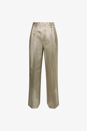 DRIES VAN NOTEN Mens Wide-Leg Metallic Woven Trousers 32