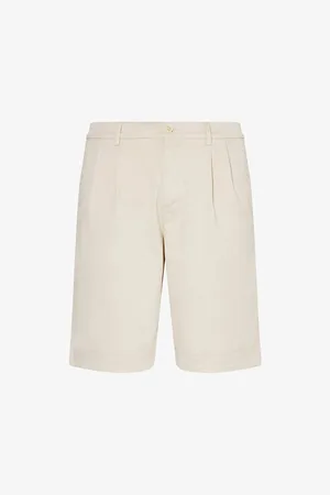 BARENA Mens Front-Pleat Stretch-Cotton Shorts 30