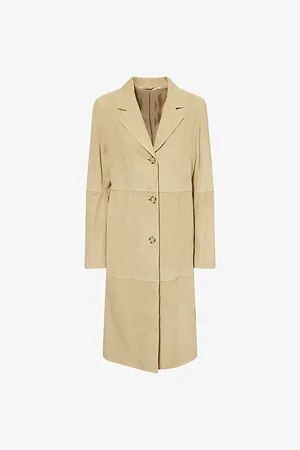 Totême Womens Notch-Lapels Two-Slip-Pockets Suede Coat 12