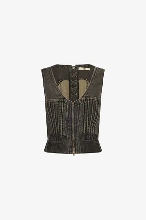 KNWLS Womens Panelled V-Neck Denim Corset 10