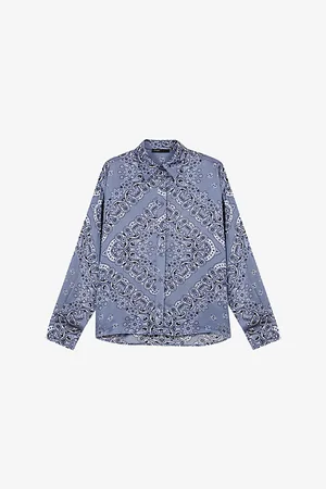 Maje Womens Bandana-Print Long-Sleeve Woven Shirt 6