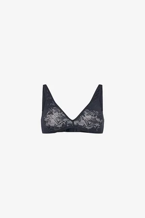 Eberjey Womens Plunge-Neckline Embroidered Lace Bralette Xs