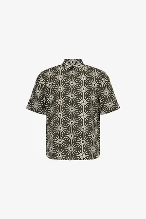 Frescobol Carioca Mens Castro Printed Short-Sleeve Linen Shirt S