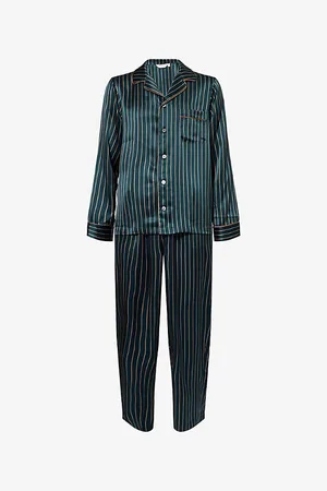 DEREK ROSE Mens Dr Brindisi Striped Silk Pyjama Set 38