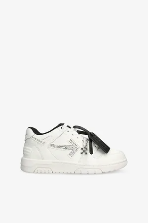 OFF-WHITE Womens Out Of Office Crystal-Embellished Leather Low-Top Trainers Eur 37 / 4 Uk Women