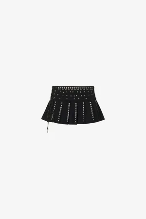 Jaded London Womens Onyx Studded Stretch-Twill Mini Skirt Xs