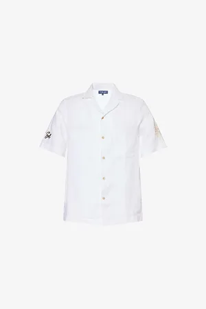 Frescobol Carioca Mens Alves Embroidered Linen Shirt S