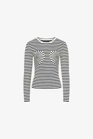 Marc Jacobs Womens Seamed-Up Crewneck Stripe Knitted Top Xs