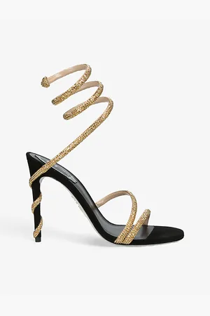 RENE CAOVILLA Womens Margot Jewelled Leather Heeled Sandals Eur 36 / 3 Uk Women