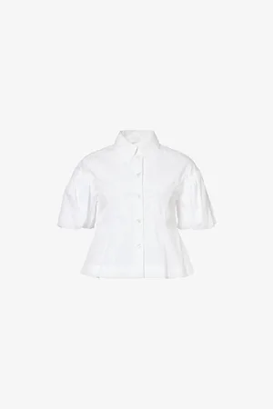 Simone Rocha Womens Puff-Sleeve Cropped Cotton Shirt 8