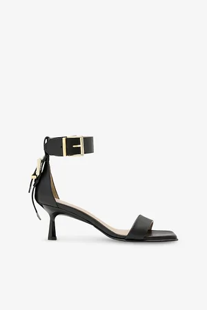AllSaints Womens Buckle-Strap Leather Heeled Sandals Eur 36 / 3 Uk Women