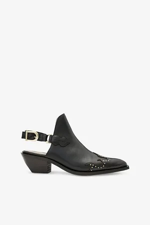 AllSaints Womens Desola Stud-Embellished Leather Mules Eur 37 / 4 Uk Women
