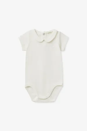 Benetton Womens Bunny-Logo Frill-Collar Ribbed Cotton Bodysuit 1-18 Months 1-3 Months