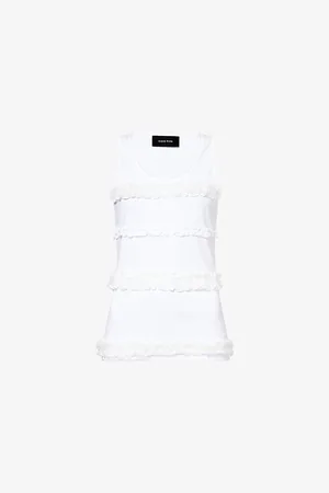 Simone Rocha Womens Ruffle-Trim Scoop-Neck Cotton-Jersey Tank Top S