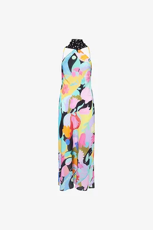 RIXO London Womens Hayley Halterneck Silk Maxi Dress 6