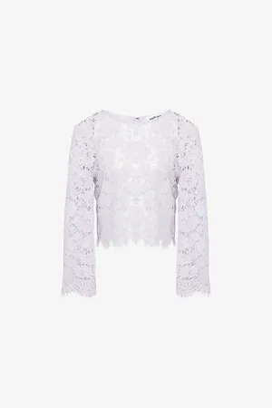 Self-Portrait Womens Fluted-Sleeve Lace Top 10
