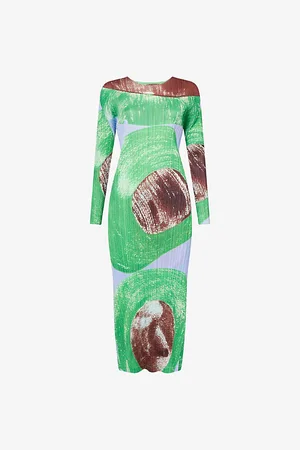 PLEATS PLEASE ISSEY MIYAKE Womens Backlight Print Long-Sleeve Pleated Midi Knit Dress 2