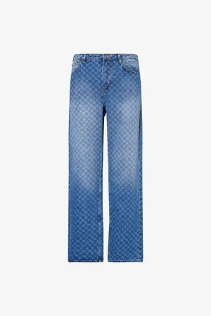 Daily paper Mens Amba Monogram-Pattern Straight-Leg Denim Jeans S