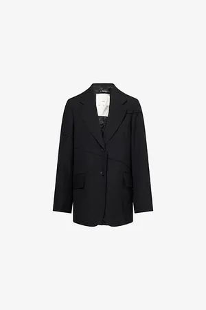 SONG FOR THE MUTE Womens Slash-Panelled Single-Breasted Tailored Wool Blazer 6