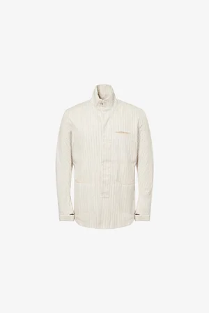 11 BY BORIS BIDJAN SABERI Mens Striped Three-Slip-Pockets Cotton-Blend Jacket S