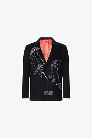 KIDSUPER STUDIOS Mens Ribbed Embroidered Cotton Blazer S