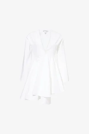 Alaïa Womens Spiral-Belt Pleated Cotton-Poplin Mini Dress 6