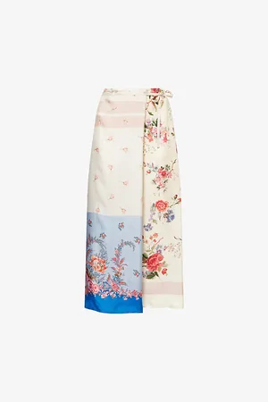 Max Mara Womens Peggi Floral-Print Silk Midi Skirt 8