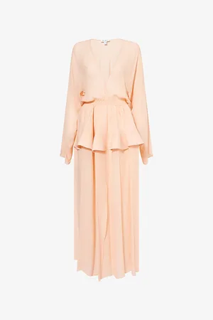 Alaïa Womens Cinched Plunge-V-Neck Woven Maxi Dress 8