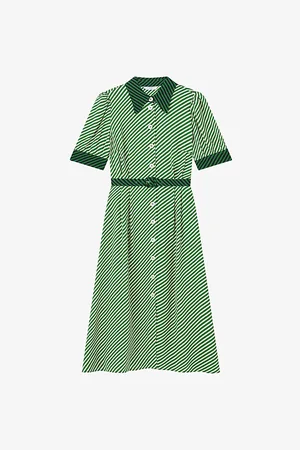 LK Bennett Womens Valerie Stripe-Print Woven Midi Dress 6