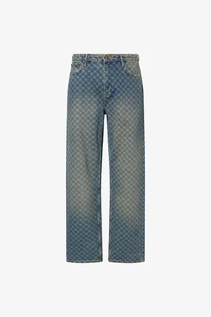 Daily paper Mens Amba Monogram-Pattern Straight-Leg Denim Jeans S