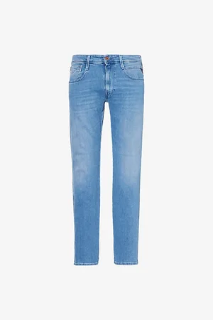 Replay Mens Anbass Brand-Patch Slim-Fit Denim Jeans 30/32