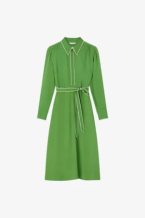 LK Bennett Womens Elsie Belted Woven Midi Dress 8