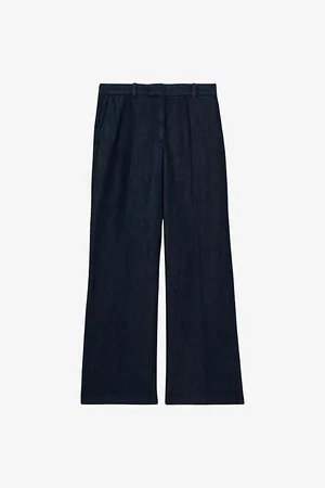 Reiss Womens Reed Denim-Look Wide-Leg Woven Trousers 4R