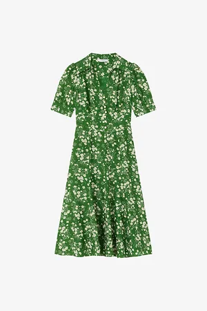 LK Bennett Womens Sophie Wildflower-Print Silk-Blend Midi Dress 8