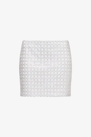 ROTATE Womens Bead-Embellished Woven Mini Skirt 6