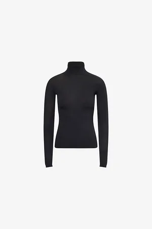 Alaïa Womens Noir Second Skin High-Neck Stretch-Woven Top 8
