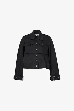 MELITTA BAUMEISTER Womens Buckle-Trim Cropped Denim Jacket Xs