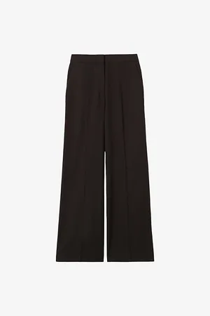 Claudie Pierlot Womens Contrast-Trim Wide-Leg Woven Trousers 6