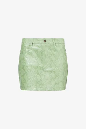 Amy Lynn Womens Milena Snakeskin-Pattern Faux-Leather Mini Skirt 6