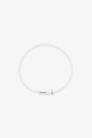 Le Gramme Mens Engraved-Logo Sterling- and Cord Bracelet 18cm