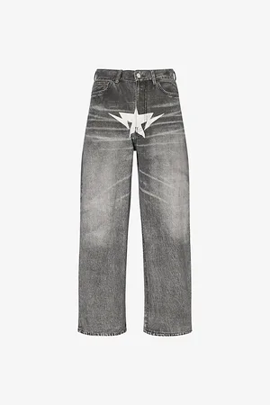 A Bathing Ape Mens Star-Print Straight-Leg Denim Jeans S