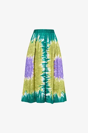 Max Mara Womens Circeo Graphic-Print Cotton-Poplin Midi Skirt 6