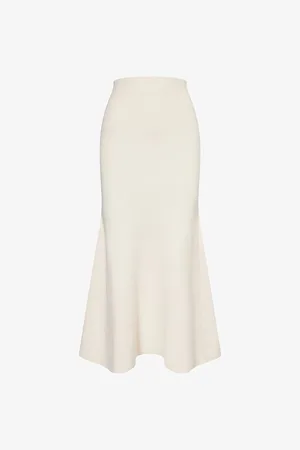Self-Portrait Womens Flared Ribbed Knitted Midi Skirt Xs