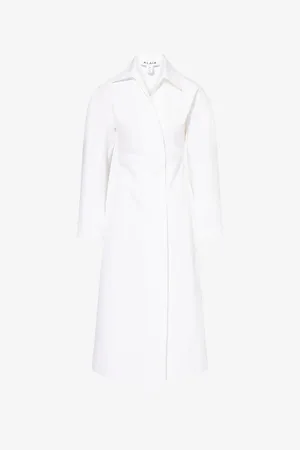Alaïa Womens Wrap Spiral-Waistband Cotton-Poplin Maxi Dress 8