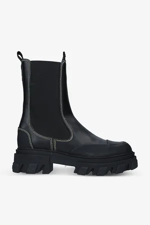 Ganni Womens XL Leather Chelsea Boots Eur 37 / 4 Uk Women