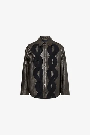 SONG FOR THE MUTE Mens Applique Faux-Leather Jacket 40